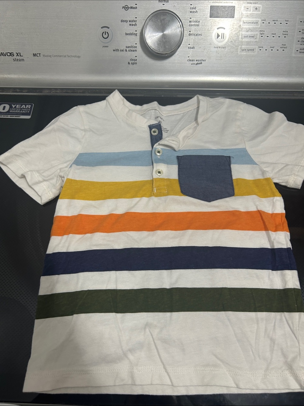 Boys 4t casual tshirt Henley top stripes 100% cotton